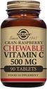 Solgar Vitamine C 500 mg Comprimés à croquer, Arôme aux framboises Cran - 90 Compte - Antioxydant et soutien immunitaire - Soutien de la peau et des articulations saines - Non-OGM, Vegan, Sans gluten, Casher - 90 portions