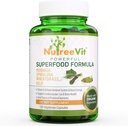 NutreeVit 100% Organic Powerful Superfood Formula - Immune System Booster Energy Pillen met Moringa, Spirulina, Tarwegras en Kelp - 90 Telfles
