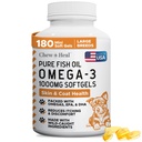 Wild Caught Omega 3 Visolie voor honden - 180 Softgel Capsules voor gezonde huid en jas - Grote 1000 mg Hondenvisolie Pillen voor vergieten, droge jeukende huid, en Hotspots - Pet Omega Zalm Supplement