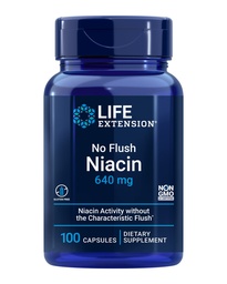 Levensverlenging Geen Flush Niacin, B3 voor hartgezondheid, Cholesterol & Energy Support, Non-GMO, Glutenvrij, 100 capsules