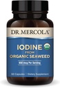 Dr. Mercola Jodium van Biologische Zeewier, 650 mcg per portie, 30 porties (60 capsules), Dieetsupplement, Schildklier en Energie Ondersteuning, Non-GMO, USDA Organisch