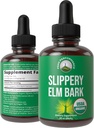 Gladde Elm Bark USDA Biologische Vegan Liquid Drops. Extract met hoge biologische beschikbaarheid voor vrouwen, mannen, kinderen. voor Sore Throat, geïrriteerde maag. Zero Sugar, Glutenvrij, Tinctuur Supplement Geen Capsules