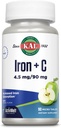 KAL Iron C, 90 tabletten, 4,5 mg/90 mg, natuurlijke appelsmaak, verhoogde absorptie ijzer pillen, immuunondersteuning
