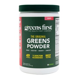 Greens First Original Greens Powder - 49 Superfoods - Organic Fruits & Veggies - Prebiotica, Probiotica & Digestieve Enzymes - Antioxidant Smoothie - Dairy Free, Vegan & Non-GMO (Berry, 30 Servers)