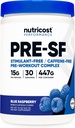 Nutricost Stimulant Free Pré-entraînement, 30 portions (framboise bleue) - Sans caféine, sans OGM, sans gluten