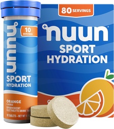 Nuun Sport Electrolyt tabletten met Magnesium, Calcium, Kalium, Chloride & Natrium, Glutenvrij & Veganistisch, Oranje, 8 Pack (80 Servings Totaal)