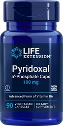 Life Extension Pyridoxal 5-Fosphate Caps 100 mg P5P, 90 Veg Capsules - Advanced Vitamine B6 Supplement