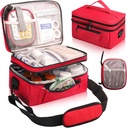 Medicijn zak voor reizen met draagbare kleine zak, dubbele laag pil Bottle Organizer opslag geval met afsluitbare ritssluitingen, het dragen van medicatie reis geval met schouder riem (Bag ALLEEN), Rood
