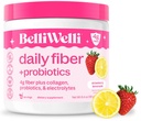 Belli Welli Fiber Supplement for Women&Men, Premium Daily Fiber Powder from Organic Acacia with Added Collageen, Electrolytes&Probiotics, No Bloat, Constipatie&Gut Health Support (Strawberry Lemonade)