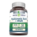 Formules étonnantes Acide hyaluronique et supplément MSM : 500 mg 120 capsules non-OGM :