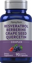 Piping Rock Resveratrol Berberine Grape Seed & Quercetine Complexe 