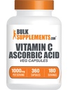BulkSupplements.com Ascorbic Acid Capsules - Ascorbic Acid Vitamine C 1000mg, Vitamine C Supplement - Vegan & Glutenvrij, 2 Capsules per portie, 360 Tellen (pakket van 1)