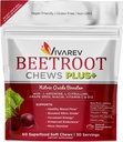 Rode bieten Nitric Oxide Supplement - 1000mg Beet poeder met L Arginine, L Citrulline, Grape Seed Extract, Niacin, Vitamine C & B12 - Beet Kauwgom - Verpakking van 60