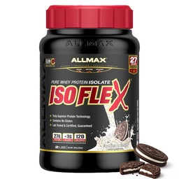 ALLMAX Nutrition ISOFLEX Wei Proteïneisolaat, Cookies & Crème - 2 lb - 27 Gram eiwit per scoop - Zero Fat & Sugar - 99% Lactosevrij - Glutenvrij en sojavrij - Geschatte 30 porties