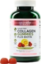 NatureWise Collageen Gummies - Sugar-Free Hydrolyzed Collagen Gummies - Type 1 & 3 Peptoden for Women + Biotin, Vitamin C, E, & Zink for Hair Skin and Nails Support - 180 Count[3-Maande Supply]