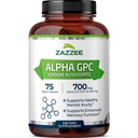 Zazzee Extra sterkte Alpha GPC Choline, 700 mg per portie, 75 Vegan Capsules, 100% Pure Pharmaceutical Grade, 100% Vegetarisch, Standaard voor Potentie en Zuiverheid, All-Natural en Non-GMO