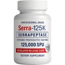 Serra-125k Extra sterkte Serrapeptase 125.000 SPU, 90 Vegan Capsules, Vertraagde Release, Systemische Enzymen, Ondersteunt Gezonde Sinusen en een Gezond Immune Systeem, Niet-GMO en All-Natural