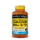MASON NATUURLIJKE Fast Absorptie Calcium met Vitamine D3 - Versterkt de spierfunctie, ondersteunt gezonde botten en algemene gezondheid, 60 Softgels