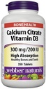 Webber Naturals Calciumcitraat Vitamine D3, 300mg / 200IE Hoge Absorptie, 350 tabletten