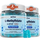L-methylFolaat 15mg & Methyl B12 Gummies, gemethyleerd B1, B2, B6 Multivitamines - Actieve 5-MTHF & hoge absorptie - Ondersteunt MTHFR Gene, Cognition, Homocysteïne niveaus, Folaat Metabolisme, Veganistisch, 120 Cts
