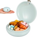 iplusmile Pill Organisateur 4 fois par jour, conteneurs ronds mignons, compartiments amovibles portatifs Distributeur de boîtes à pilules pour les femmes vacances en milieu de travail Vitamines quotidiennes Carrier (bleu)