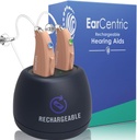 EarCentric EasyCharge Rechargeable Hearing Aids (Pair) for Seniors, Behind-The-Ear BTE Ear Aid PSAP digital Personal sound amplification products devices with Noise Annulering (Beige)