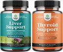 Détox de nettoyage du foie et réparation - Silymarin Lait Thistle Dandelion Racine, betterave & Artichaut Extrait et support thyroïde - L Tyrosine, Bladderwrack, Sélénium et Ashwagandha pour Hormone Balance