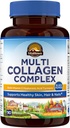 Vitalitown Multi Collageen Complex, Type I, II, III met Biotine, Vitamine C, Hyaluronzuur, Kurkuma, Black Pepper voor huid, Haar, Nagels, 90 Capsules, Non-GMO