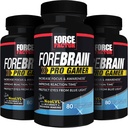 FORCE FACTOR Forebrain Pro Gamer Brain Booster, Gamer Supps om Focus & Bewustzijn te verhogen, Blauw licht, Gaming Supplement, Nootrope, 240 Capsules, 3-pack, zwart