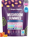 Ashwagandha Gummies and Lions Mane Mushroom Gummies Supplement - Biologische - Reishi, Cordyceps, Turkije Tail, Maitake, Shitake, Chaga - Immune Defense, Boosts Cognitive Performance, Vegan, Low Carb