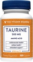 La Vitamine Shoppe Taurine 500MG, Un Acid Amino de forme libre, Antioxydant qui soutient la santé cellulaire et cardiovasculaire avec la vitamine B6, Soutien du cerveau et de la mémoire (100 Capsules)
