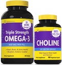 InnovixLabs Choline & Triple Omega-3 Bundle Choline Bitrartate 550 mg (100 capsules) Triple Strength Omega (200 Softgels). Ondersteunt Memory, Mood, Brain Health & Boost Cognitive.*
