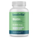 BESTVITE Biotine 10 000mcg (240 Capsules végétariennes) - Pas de stéarate - Pas de phosphate de dicalcium - Pas d'édulcorants artificiels - Pas d'arôme - Pas d'agents de débit - Vegan - Non OGM - Sans gluten