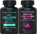 Vitale vitamines Multi collageen pillen (150 ct) + Vegan Collageen Booster (60 ct)