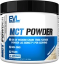 Evulution Nutrition MCT Powder - Keto Supplement - MCT Oil Powder - 10G Medium Chain Triglyceriden - Brain & Body Energy Drink - Fatty Acid Supplement - Vegan & Non-GMO - 20 Servers - Unflavored