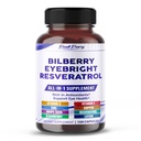 All-in-1 Bilberry Eyebright Astaxanthin Elderberry Resveratrol Supplément - Riche en antioxydants et soutient la santé des yeux - Fabriqué aux États-Unis -150 Capsules