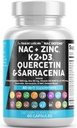 NAC Supplement N-Acetyl Cysteine Vitamine D3 K2 Zink quercetin Sarracenia Purpurea Immune Support 