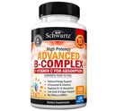Vitamine B-complex met vitamine C voor maximale absorptie - Methylcobalamine b12- en Foliumzuursupplement - B1 B2 B3 B5 B6 B7 B9 voor ondersteuning van het immuunsysteem en het zenuwstelsel - Non-GMO, 120-telling