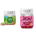 OLLY Fiber Gummy Rings, 5g Prebiotic Fiber, FOS (fructo-oligosacchariden), Digestieve ondersteuning & Undeniable Beauty Gummy, voor haar, huid, nagels, Biotine, Vitamine C, Keratine, Kauwbaar supplement