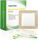 Kastormed Siliconenlijm Foam Dressing with Gentle Border 4'x4' 10 Pack, High Absorbency Foam Wound Bandage for Bed Sore, Leg Ulcer, Diabetic Ulcer