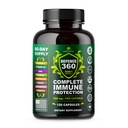 Defence360 Immune Support Supplément 8-en-1 avec Vitamine C, D3, Zinc, Elderberry, Echinacea, Turmeric, Ginger & Quinine, Protection immunitaire, Énergie et Vigeur, Brain Boost, Stress Relief (120 Capsules)