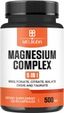 5in1 Magnesium Complex Supplement met 20% Gezuiverd - 500mg magnesiumbisglycinaat, citraat & meer voor spier, ontspannen Mood, Bone Health & More - 90 Capsules