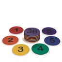 S&S Worldwide Spectrum 5" Genummerd, Anti-Skid, Zachte Ronde Vinyl spot Markers voor PE / Gym klassen, klasruimte activiteiten en spellen, Assorted Colors. Verpakking van 36.