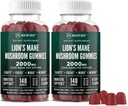 Leeuwen Mane Mushroom Gummies voor Volwassenen, 280 Tel Bulk Leeuwen Mane Kauwtabletten, Hoge Potentie 10:1 Organisch Extract bedraagt 2000mg, Supplement Ondersteunt Mentale Duidelijkheid, Focus, Mood en Brain Fog, 2 Pack