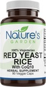 NATURE'S GARDEN ESSENTIALS Rode Gist Rijst Biologische met CoQ10-90 Veggie Caps met 600mg Biologische Rode Rijst Gist Plus Co Q 10 - Natuur Ondersteuning voor Cholesterol