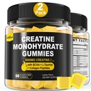 Creatine Monohydraat Gummy's voor mannen en vrouwen - met BCAA, Collageen Peptides, L-Taurine, Vitamine B12, D3, Kauwtabletten Creatine Monohydraat 5g per portie, natuurlijke Citroen smaak, Suikervrij, 2 Pack