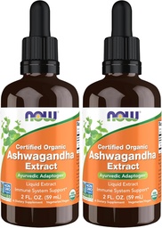 NOW Supplementen, Ashwagandha Liquid Extract, Biologische, Immuun Systeem Ondersteuning, 2 Fluid Ounces (verpakking van 2)