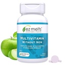 EZ Melts Dissolvable Multivitamine Without Iron, 18 Vitaminen & Minerals Inclusief Vitamine A, Biotine, Vitamine B12, Vitamine C, Vitamine D3, Zink en meer, Suikervrije, 1-maand levering - 1 Pack