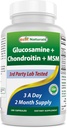 Best Naturals Glucosamine Chondroitin en MSM (Non-GMO) - Bevordert Joint Health - 180 Tel.