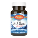 Carlson - Elite DHA Gems, 1000 mg DHA, soutient la fonction et la vision du cerveau sain, 30 gels mous